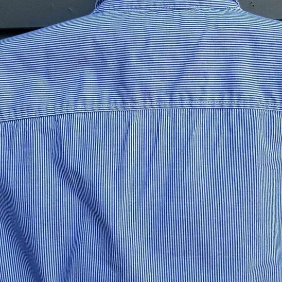 Tommy Hilfiger Blue White Stripe Classic Fit Shirt size Medium - Picture 6 of 12